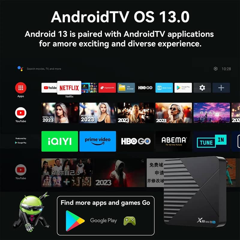 X88 Mini 8K 3D Android 13 4GB 64GB Google Certified TV BOX 4