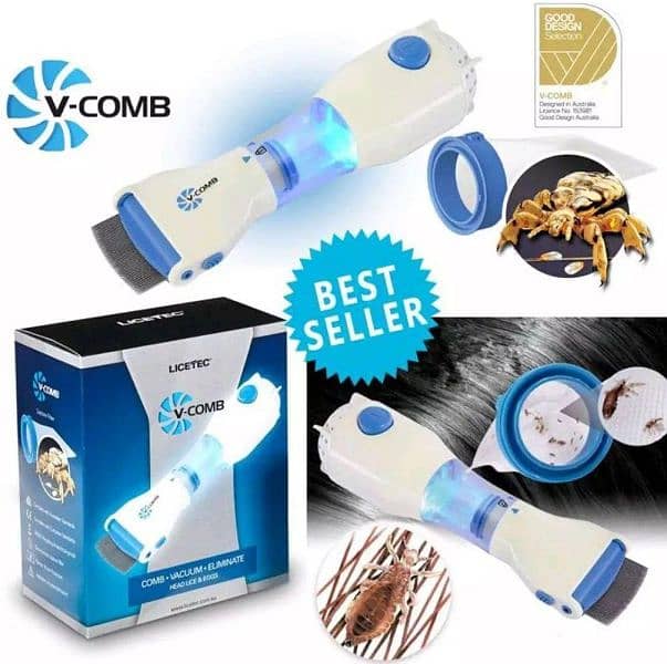 V-Comb Electric Anti Head Lice Removal Device with 4 Filters 0