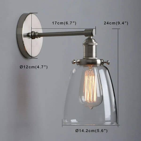 Phansthy Vintage Style Wall Lights Clear Glass Shade, Edison 1