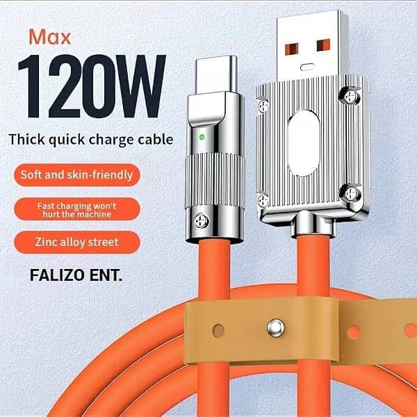 120W Super Fast Charging Cable Metal Zinc Alloy Liquid Silicone 0