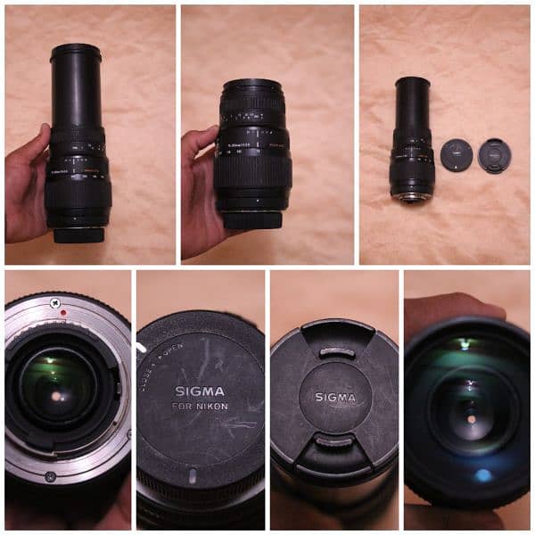 3 Nikon lenses Yongnuo 100mm f2. , Nikon 35mm f1.8g. , sigma 70-300mm 3