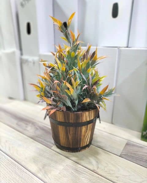 Artificial plants with wooden pot available here 5