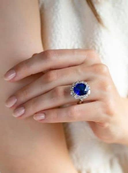 Sapphire Style Stone  Silver Ring 1