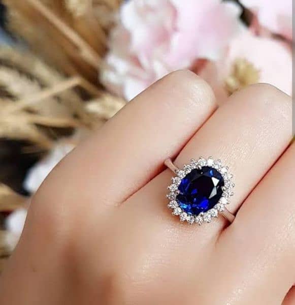 Sapphire Style Stone  Silver Ring 2