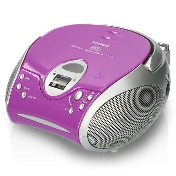 LENCO SCD-24 Purple - Portable stereo FM radio with CD player 0