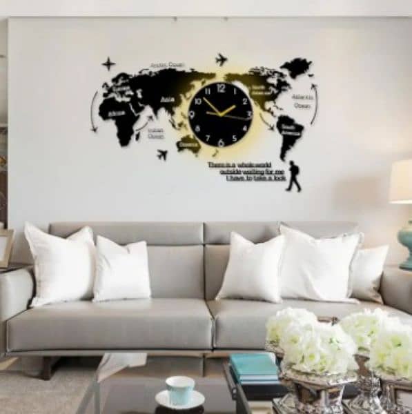 New Large Size World Map Wall Clock For Office and Bedroom 1