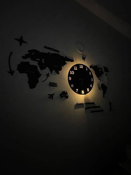New Large Size World Map Wall Clock For Office and Bedroom 5