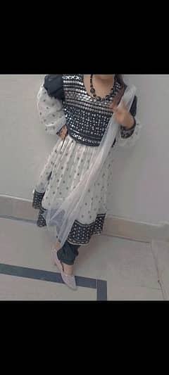 Balck and white embroidery frock for sale