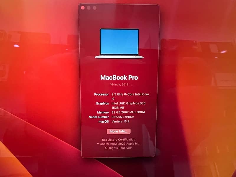 Macbook Pro 2019 16inch i9 32/1TB 4GB Card CTO 2