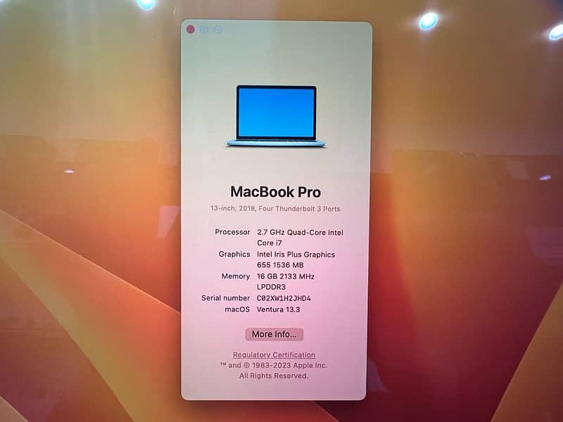 Macbook Pro 2018 13inch i7 16/512GB CTO 2