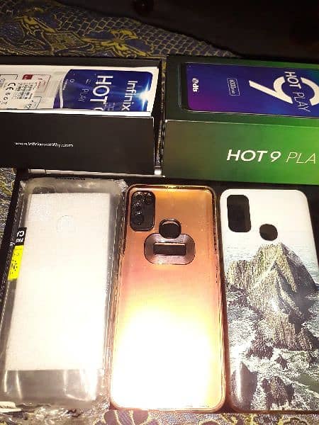 Infinix hot 9 play with box all paper urgent sale 5