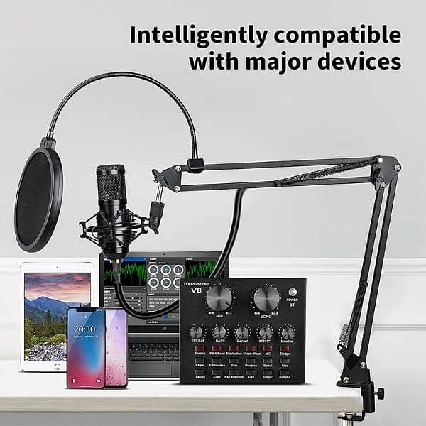 Podcast Condenser Microphone kit with Sound Card 1