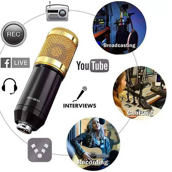 Podcast Condenser Microphone kit with Sound Card 3