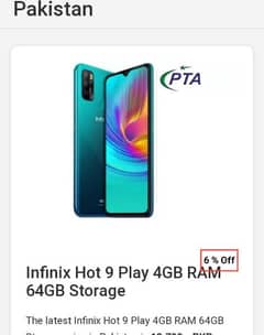 Infinix 4/ 64 6.67 inch 10by10