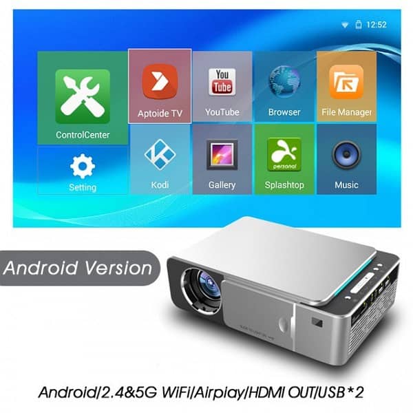 T6 ANDROID MODEL 1080P PROJECTOR 2GB 16 GB 10.0 VERSION FOR MOVIES 1