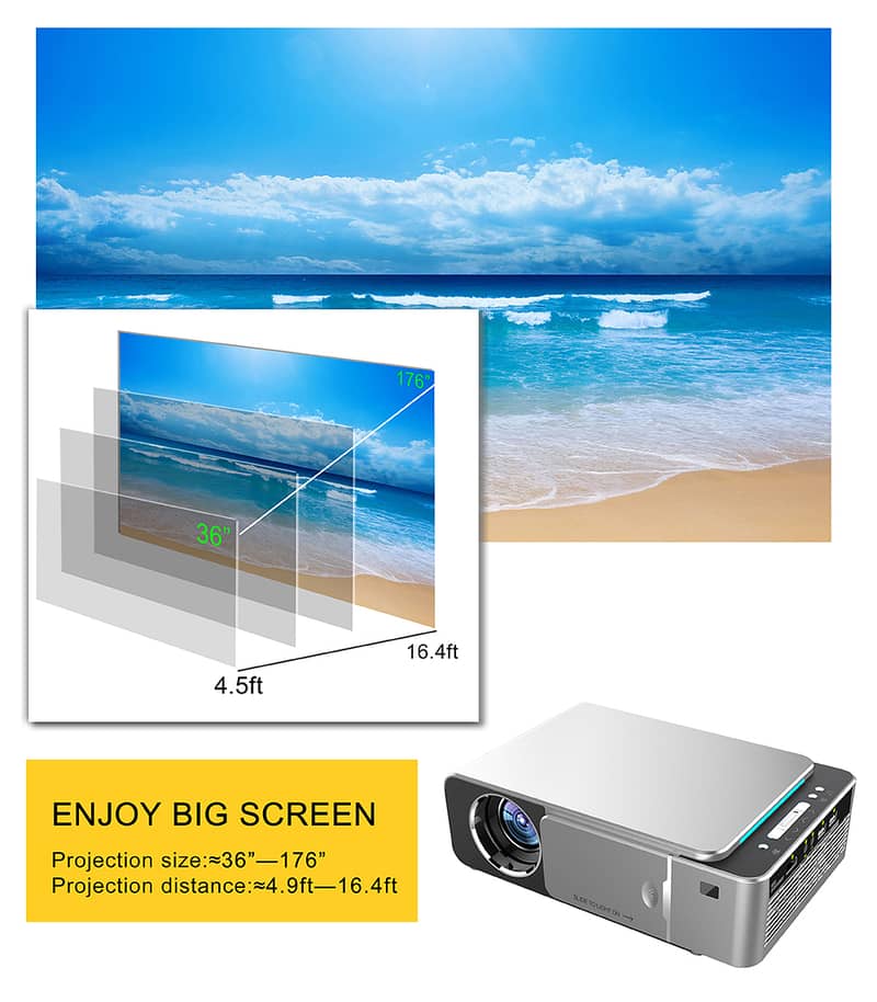 T6 Projector HD LED Projector Android 2/16 GB Support 4K Full HD 5