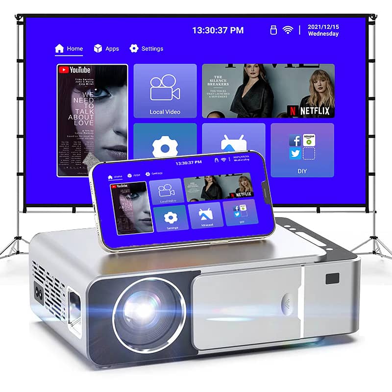 T6 Android  LED Projector Support 4K 3D Android WiFi Movie Game 4