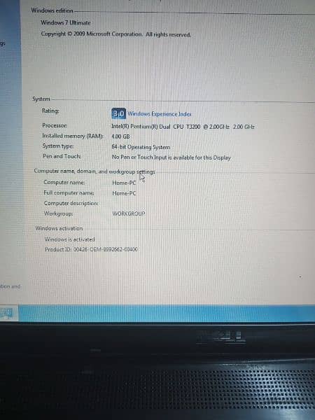 Dell C2d laptop. 4gb ram 256 GB rom camera 0
