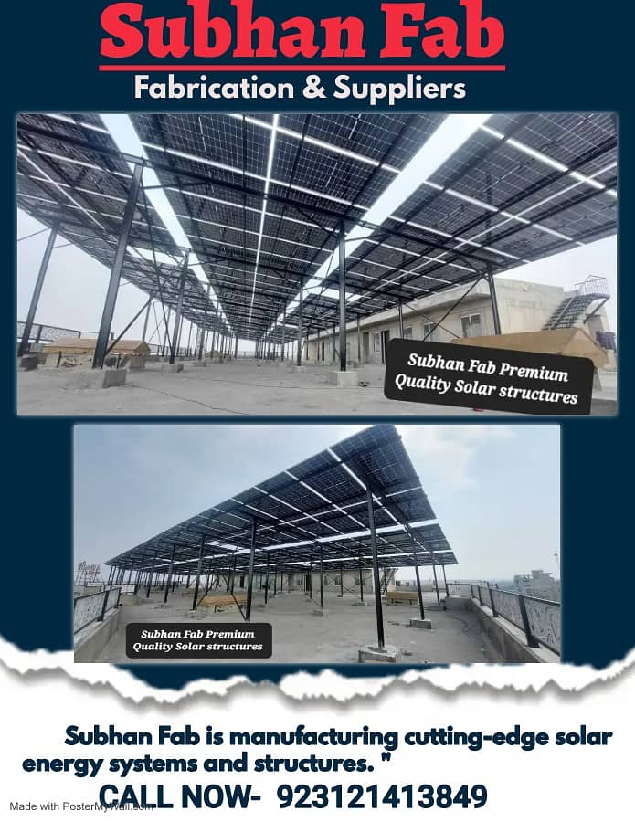 Solar structure, Elevated solar structures, Solar panel support frame. 6
