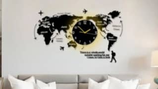New Large Size World Map Wall Clock For Office and Bedroom 0