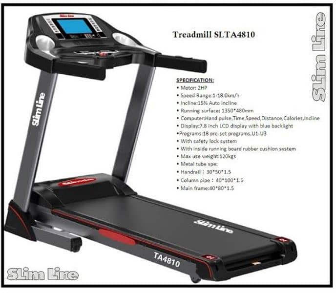 SlimLine Treadmill 2 HP DC Motor Machine & Gym Equipment 0