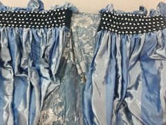 Blue Silky Curtains: Sparkling Diamonds, Floral Detail 0