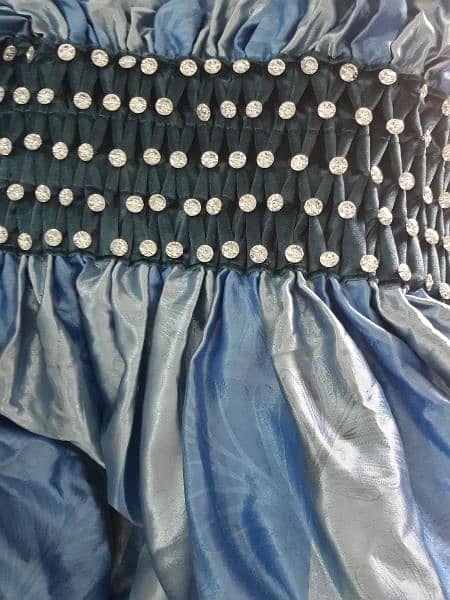 Blue Silky Curtains: Sparkling Diamonds, Floral Detail 1