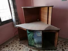 OLD RUSSIAN WOOD TV TROLLEY WITH EXTRA SHELF'S