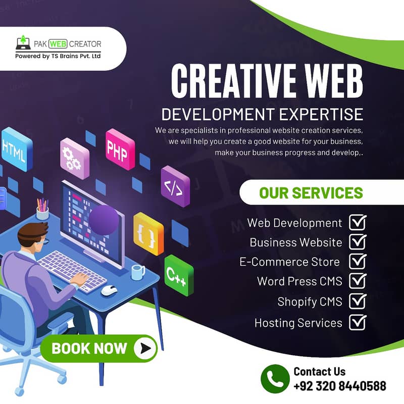 Web Design & Development, Website SEO, Social Media Marketing, Domain 3