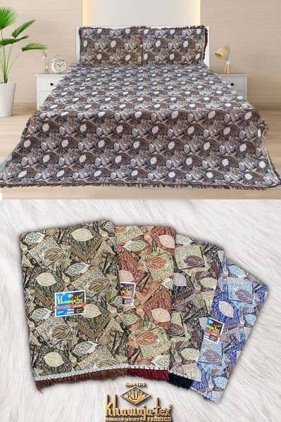 Multani Double Bedsheet - King size Bedsheet - 3pc Bedsheet - 90×108 2