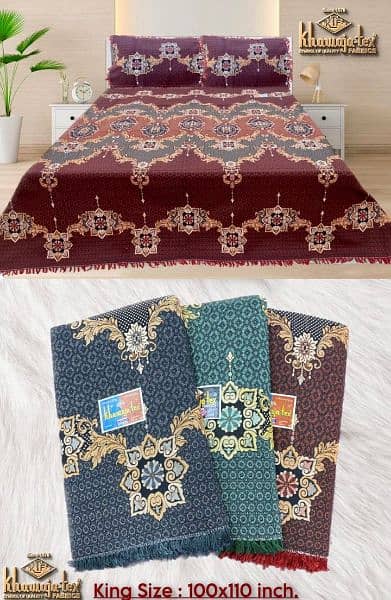 Multani Double Bedsheet - King size Bedsheet - 3pc Bedsheet - 90×108 8