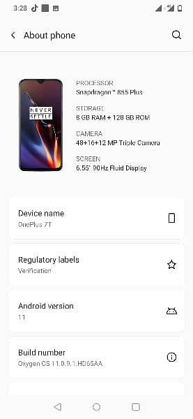 one plus 7t official PTA approved 9