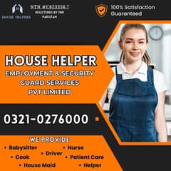 Maid/Baby sitter/Nurse/Helper/Cook/Driver Watchman/Couple/Cook/Sweeper