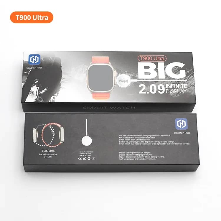 T900 Ultra Big 2.09 Smart Watch Silver dial with black Strap. . 1