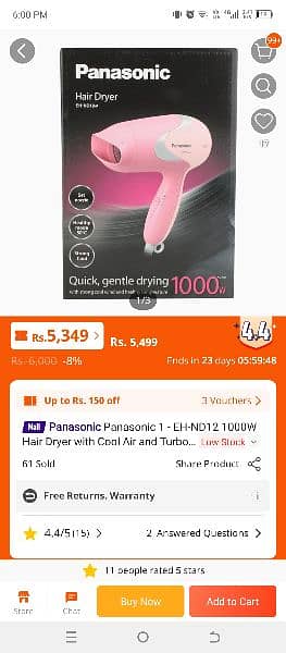 Panasonic hair dryer with 10 months brand Warenty. 7
