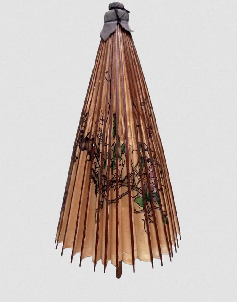 Big Wooden Umbrella - 320$ - Antique Chinese Oil Paper - Hand Painted 1