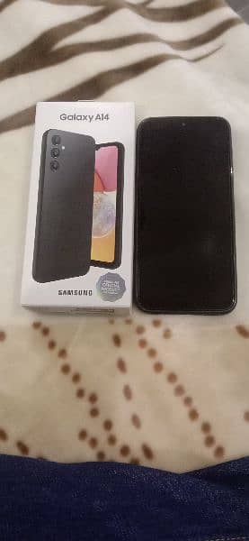 Samsung a14 mobile 6/128 black 5 month warranty no repair with box 0