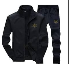 2 pcs Men's Stitched Polyester Fleece Printed Track Suit