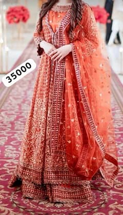 aaliyans brand beautiful orange colour bridal dress