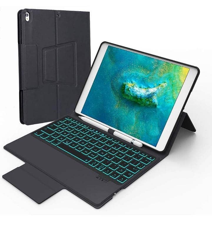 Gachi Bluetooth Keyboard Case with 7 Backlight Colors for iPad  9.7" 0