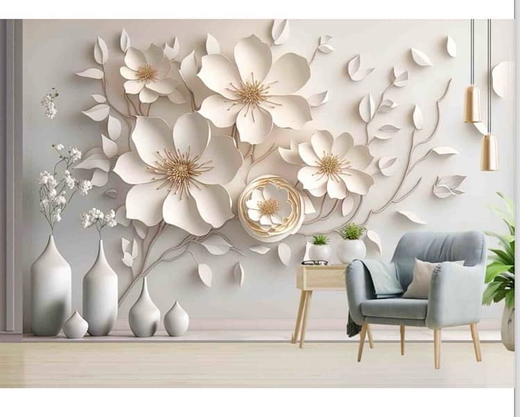3D wallpaper, Flax wallpaper, wall art work, flooring, ceiling 14