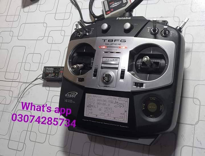Futaba t8fg 14ch transmitter and futaba receiver with battery 1
