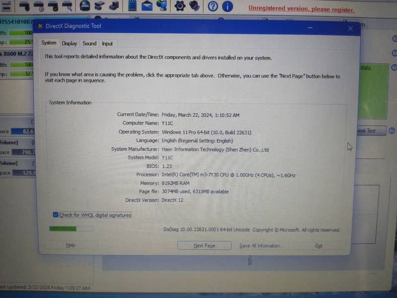 Haier Y11C 7th Gen Laptop for Sale with 128 M. 2 (SSD) & 1TB Hard Drive 5