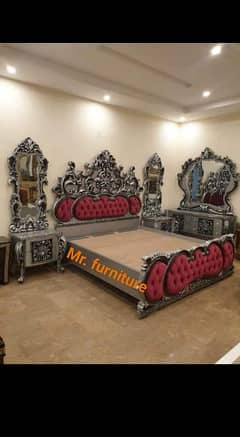 Bed set, counsole bed set, side tables, Dressing, fully Laxury style