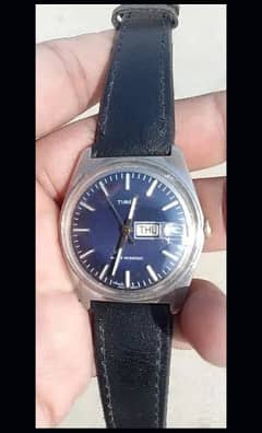 Antique Timex Blue Day Date Vintage hand wind watch Tiwan