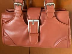 Leather handbag, camel colour 0