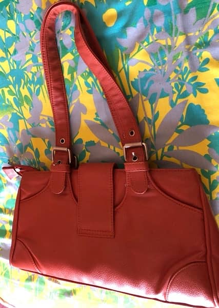Leather handbag, camel colour 5