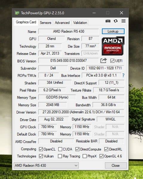 graphic card AMD R5 430. . . 2 gb DDR 5 2