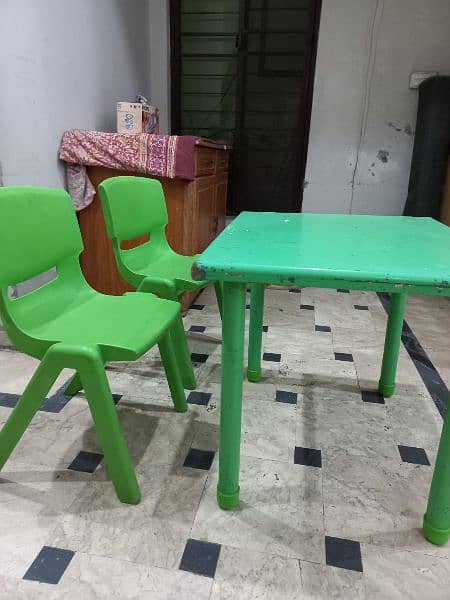 Kids Unbreakable Fibre chairs (2 pieces) and table set 1