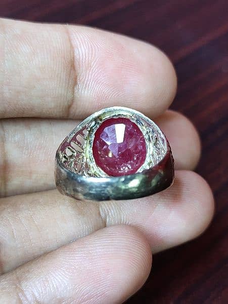 African Ruby Yaqoot 8+ Carat Silver Ring 4.5 Masha Natural Gem Stone 1